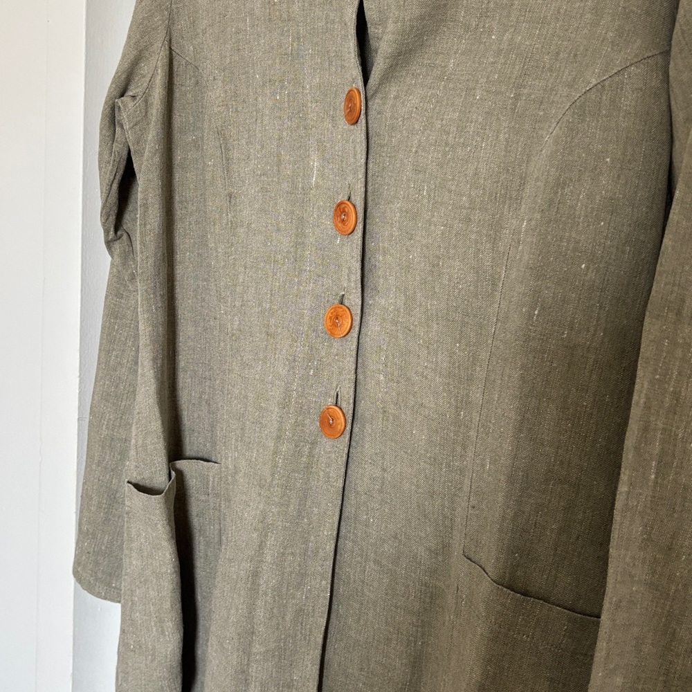 Flax Olive-Green Linen Tunic with Buttons - Picture 4 of 7
